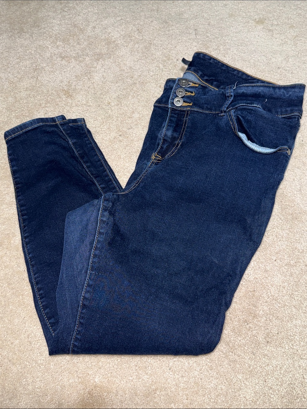 torrid Dark Blue High-Rise Jeans with Triple Button